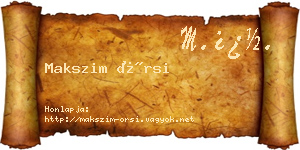 Makszim Örsi névjegykártya